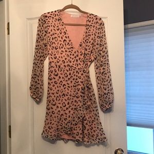 NWOT Pink Leopard Wrap Dress